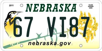 NE license plate 67VI87