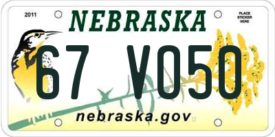 NE license plate 67VO50
