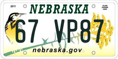 NE license plate 67VP87