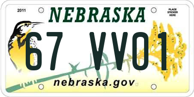 NE license plate 67VV01
