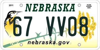 NE license plate 67VV08