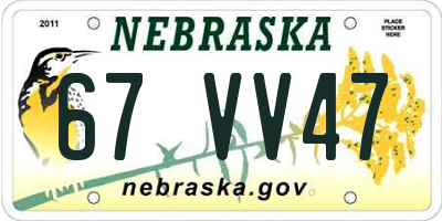 NE license plate 67VV47