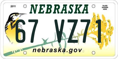 NE license plate 67VZ71