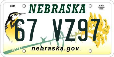 NE license plate 67VZ97