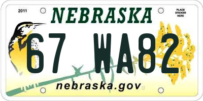 NE license plate 67WA82