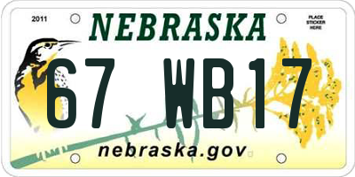 NE license plate 67WB17