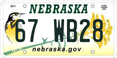 NE license plate 67WB28