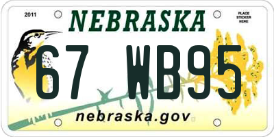 NE license plate 67WB95
