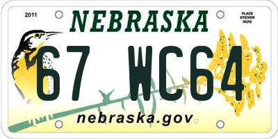 NE license plate 67WC64