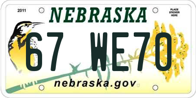 NE license plate 67WE70