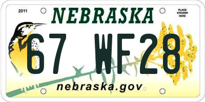 NE license plate 67WF28