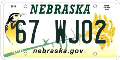 NE license plate 67WJ02