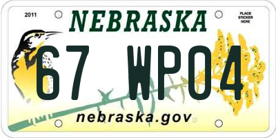 NE license plate 67WP04
