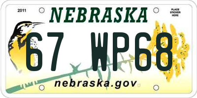 NE license plate 67WP68