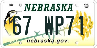 NE license plate 67WP71