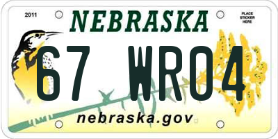 NE license plate 67WR04