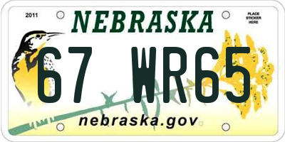 NE license plate 67WR65
