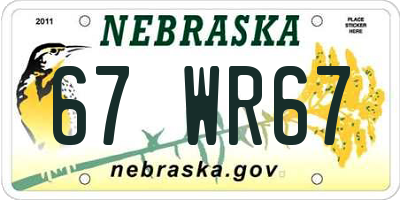 NE license plate 67WR67