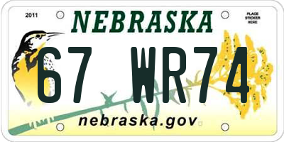 NE license plate 67WR74