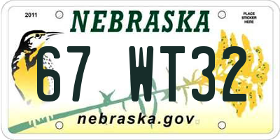 NE license plate 67WT32