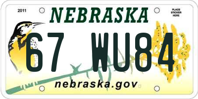 NE license plate 67WU84