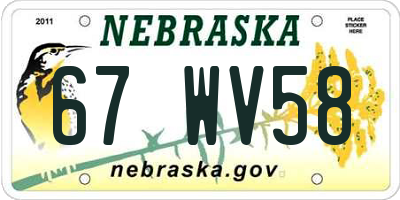 NE license plate 67WV58