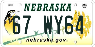 NE license plate 67WY64