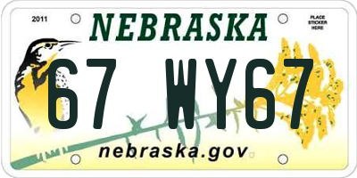 NE license plate 67WY67