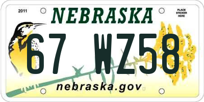 NE license plate 67WZ58