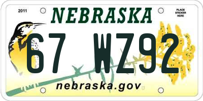 NE license plate 67WZ92
