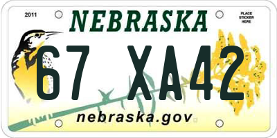 NE license plate 67XA42