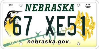 NE license plate 67XE51