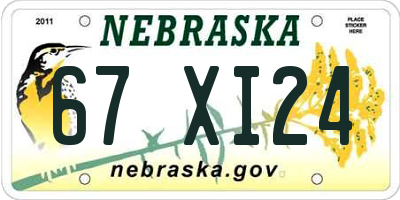 NE license plate 67XI24