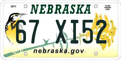 NE license plate 67XI52