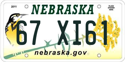 NE license plate 67XI61
