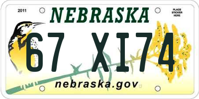 NE license plate 67XI74
