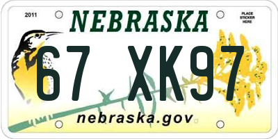 NE license plate 67XK97