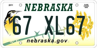 NE license plate 67XL67