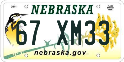 NE license plate 67XM33