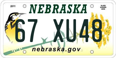 NE license plate 67XU48
