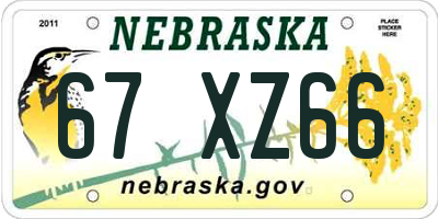 NE license plate 67XZ66
