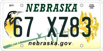 NE license plate 67XZ83