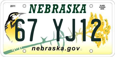 NE license plate 67YJ12