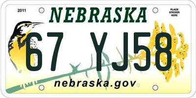 NE license plate 67YJ58