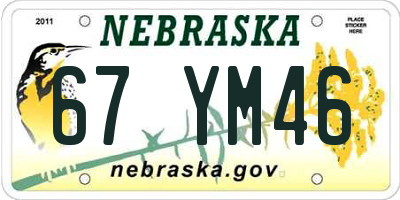 NE license plate 67YM46