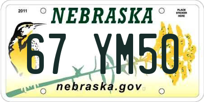 NE license plate 67YM50