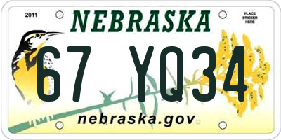 NE license plate 67YQ34