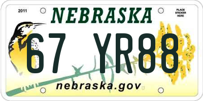 NE license plate 67YR88