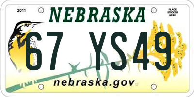 NE license plate 67YS49