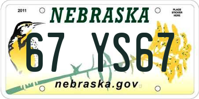 NE license plate 67YS67